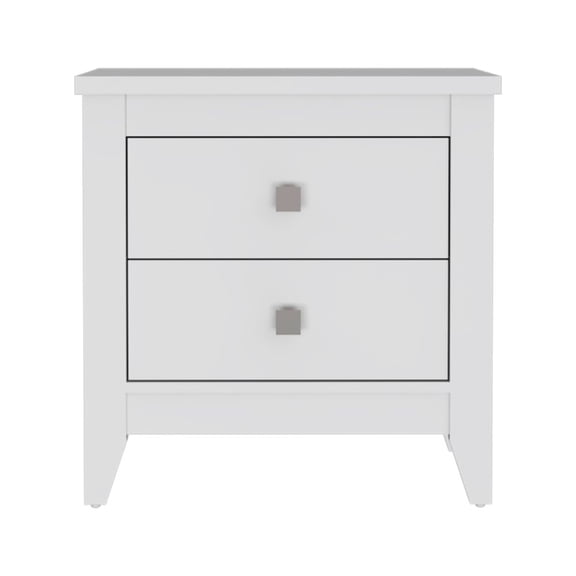 Dtwnek Wood Beside Table Nightstand with 2 Drawers, White