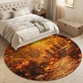 thumbnail image 4 of Round Area Rugs 4Ft, Fall Pumpkins Non-Slip Washable Circle Rugs Carpet, Farmhouse Country Maple Leaves Orange Indoor Outdoor Rug Floor Mats Throw Runner for Bedroom Living Room Bathroom, 4 of 8