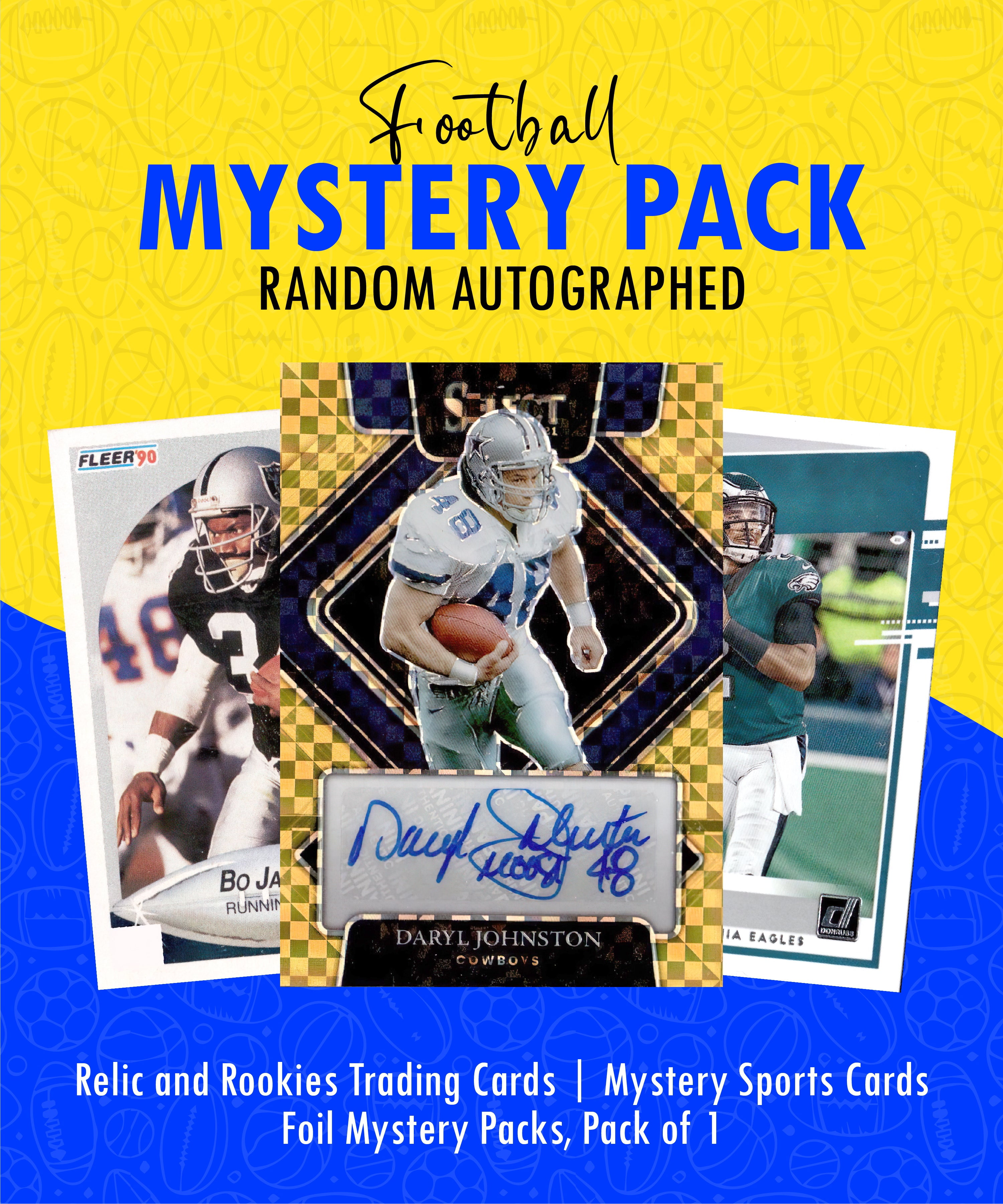 NFL 75 Football Card Mystery Box w/ 3 Certified Autograph/Relic Cards!