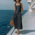thumbnail image 7 of Enjoytime Womens Two Piece Sets Button Down Tank Tops with Pants Lounge Set Summer Solid Color Casual Vacation Outfits, 7 of 7