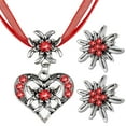 thumbnail image 6 of Fashionable Heart Pendant Necklace Edelweiss Earrings Set for Women Ribbon Cord Choker Oktoberfest Party Banquets Jewelry, 6 of 8