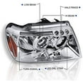 thumbnail image 3 of SMD LED Halo Projector Headlight In Chrome Housing Clear Lens Made For And Compatible With 1999 - 2004 Jeep Grand Cherokee 99 00 01 02 03 04, 3 of 7