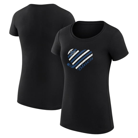 Women's G-III 4Her by Carl Banks Black St. Louis Blues Super-Slim Fit Lightweight Heart T-Shirt