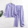 thumbnail image 2 of Womens Pajama Sets Flannelette Casual Nightgown Homewear Cartoon Long Sleeve Pants Set Purple Lounge Sets for Women XL, 2 of 6