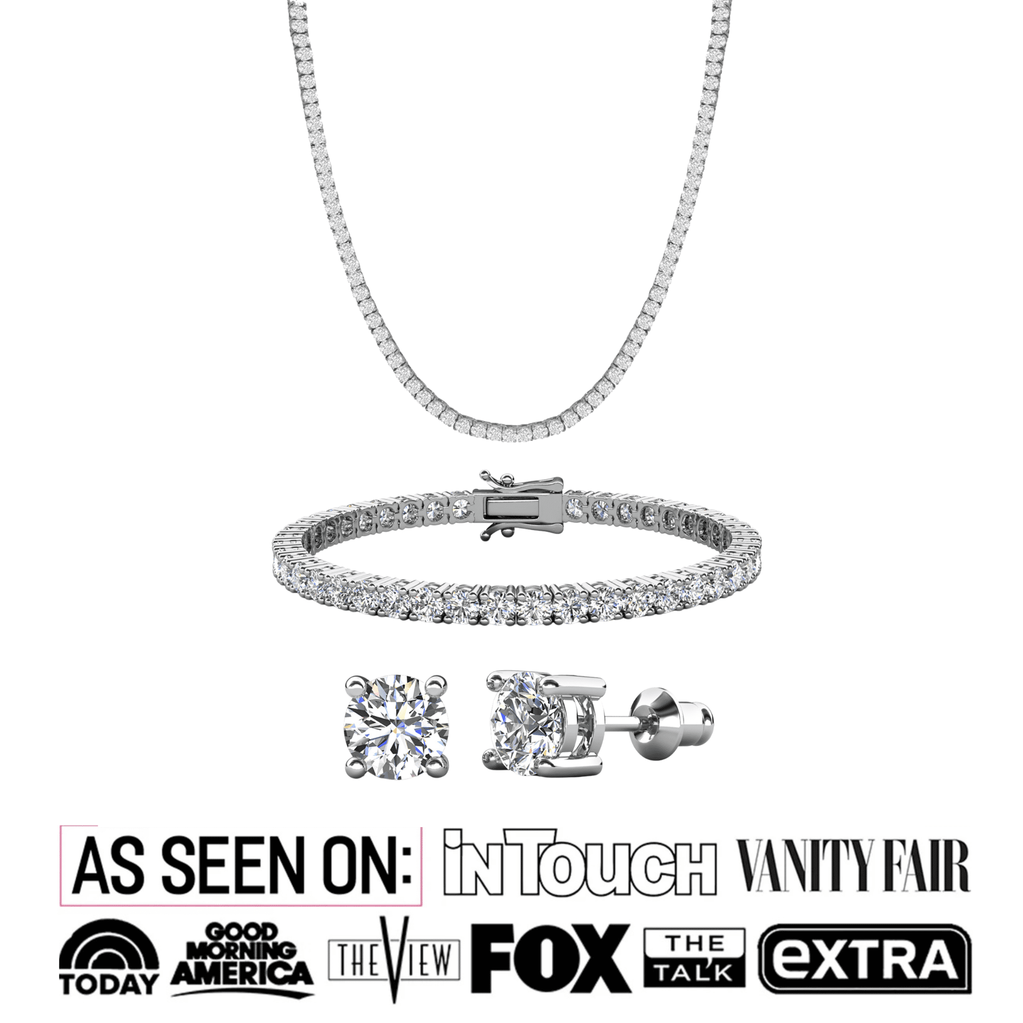 Cate & Chloe Pack of 3 - Olivia 18k White Gold Plated Jewelry Set with Simulated Diamond Crystals