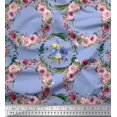 thumbnail image 1 of Soimoi Blue Rayon Fabric Floral Wreath Flower Print Fabric by The Yard 56 Inch Wide, 1 of 1