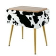 thumbnail image 2 of Velvet Storage Footrest Stool Ottoman Square Modern Upholstered Vanity Footstool Side Table Seat Dressing Chair with 4 Golden Metal Legs（Cow Pattern）, 2 of 10