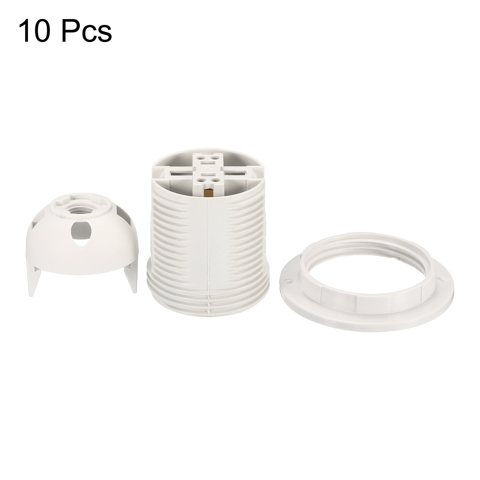 Uxcell Threaded Light Socket Base 250V E26/E27 58x39mm Screw Thread 41mm Bulb Lamp Holder for LED Retro Pendant Lights White Pack of 10