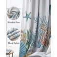 thumbnail image 3 of Teal Blue Coastal Blackout Curtains for Bedroom Living Room Darkening Curtains 63 Inches Long Summer Beach Starfish Shell Coral Nautical Window Curtain 2 Panels Set Window Treatment Drapes 52"x63", 3 of 9