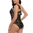 thumbnail image 4 of Sikiie Mexican Flower 2 Print Women One Piece Swimsuits Tummy Control One Shoulder Bathing Suits Ruffle Swimwear, From S to XXL-XX-Large, 4 of 6