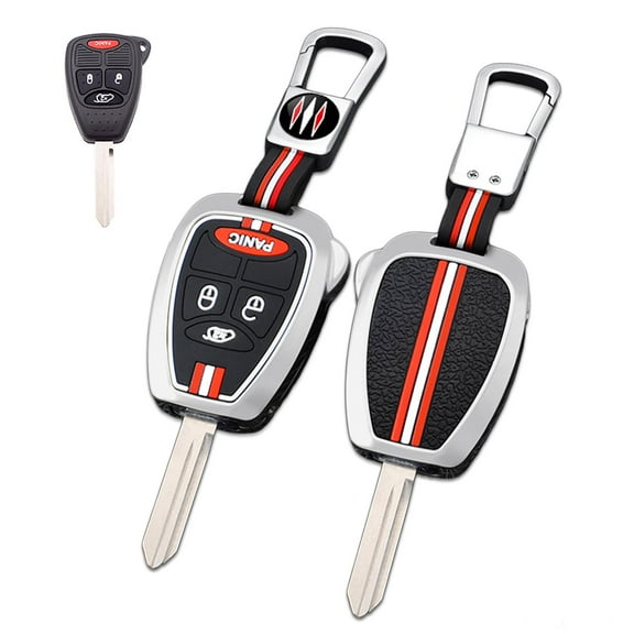 Key Cover Case, Zinc Alloy Metal Key Fob Case Protector Shell Compatible with 2005-2012 Jeep Liberty 2007-2017 Wrangler Compass Patriot with Lanyard