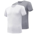 thumbnail image 1 of pstuiky camiseta de hombre, Camiseta deportiva de dos piezas con cuello redondo y manga corta para hombre, color liso camisas casuales para hombre l, 1 of 2