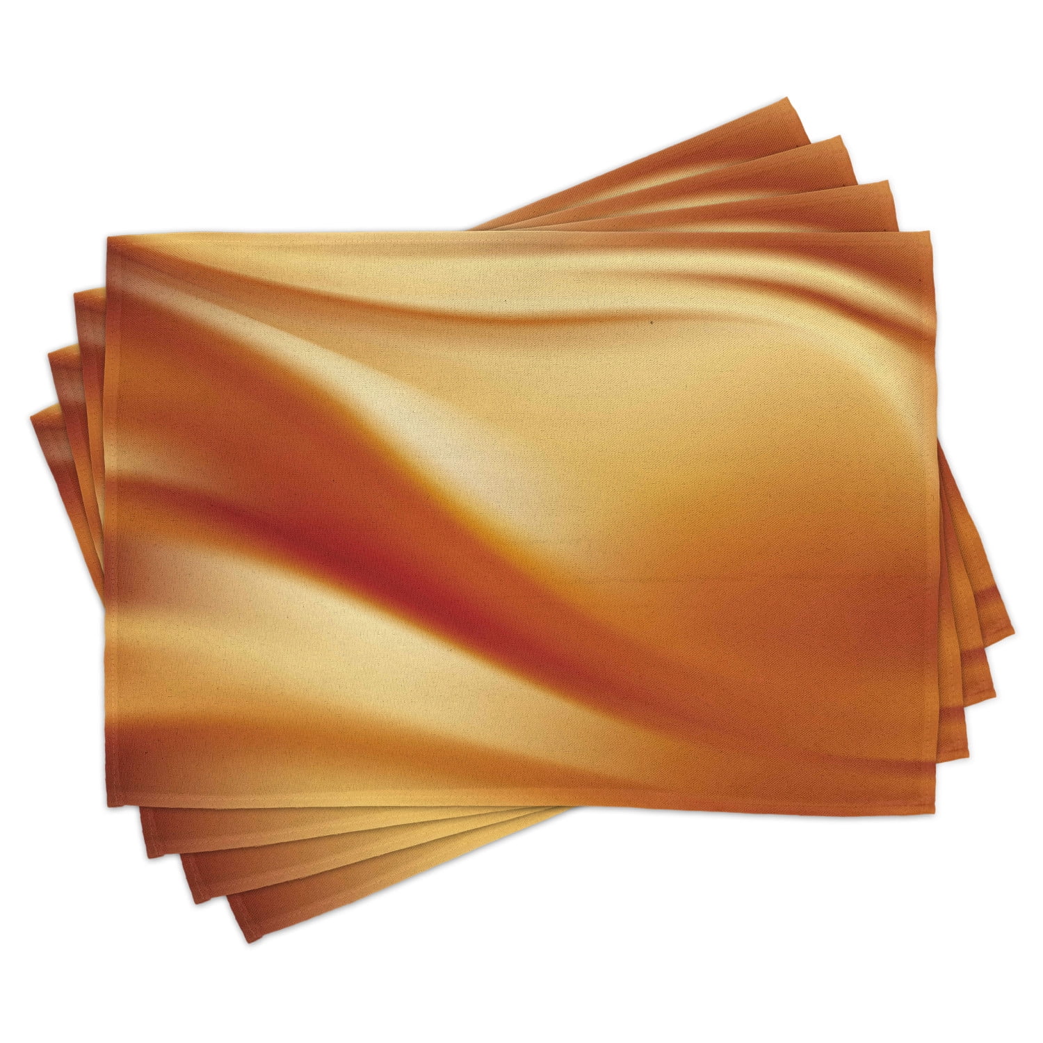 Orange and Yellow Placemats Set of 4 Abstract Vivid Colors in Wavy