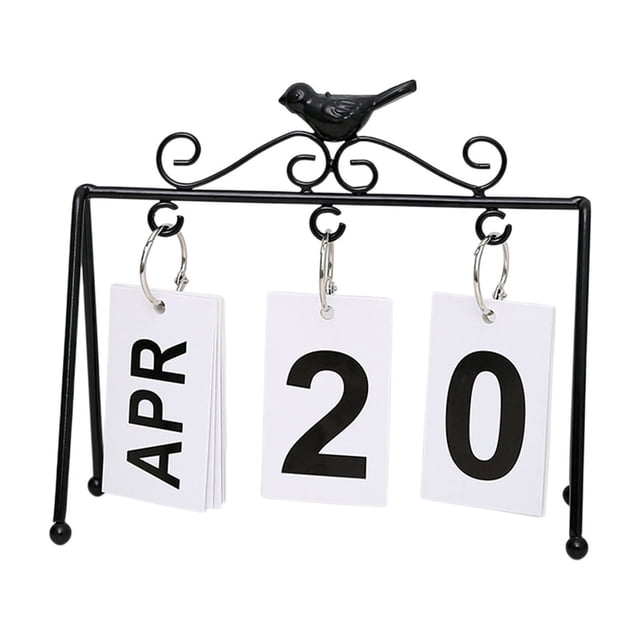 Eoozwa Metal Tabletop Calendar Reusable Desktop Decor Durable Iron Ornament for Home Office Display Modern Minimalist