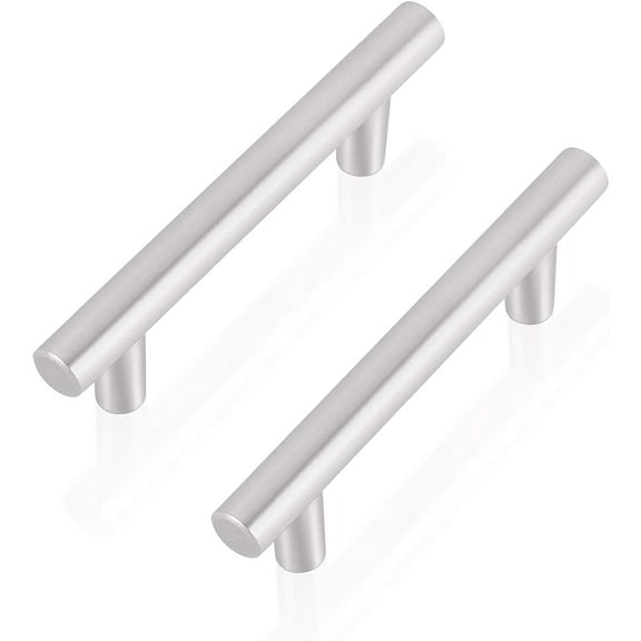 Zoizocp 50 Pack Brushed Nickel Cabinet Pulls, Euro Style T Bar Cabinet Handles, Satin Nickel Dresser Drawer Pulls - 3" Hole Centers