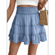 thumbnail image 1 of Falda Corta de Verano para Mujer, con Volantes, Cintura Alta, Informal, Estilo Bohemio, para Playa, con Pantalones Cortos Incorporados, Azul XL, 1 of 7