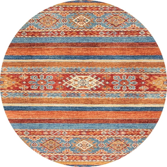 Ahgly Company Machine Washable Indoor Round Abstract Grapefruit Red Area Rugs, 3' Round