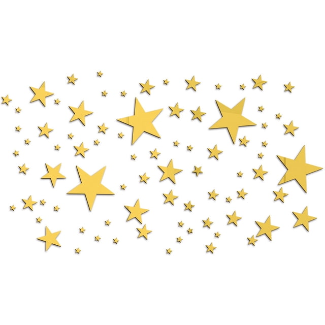 82 pegatinas de pared con estrellas negras, plateadas y doradas, decoración de pared con cielo estrellado, para habitación de bebé, dormitorio, pasillo, muebles, sala de estar (C: Estrella: Oro)