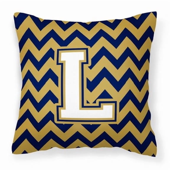 Carolines Treasures CJ1057-LPW1414 Letter L Chevron Navy Blue & Gold Fabric Decorative Pillow