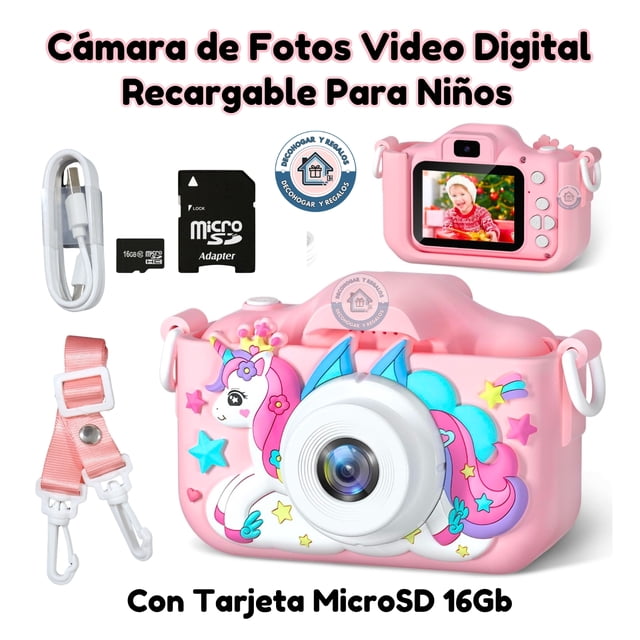Cámara fotográfica digital recargable de juguete para niños