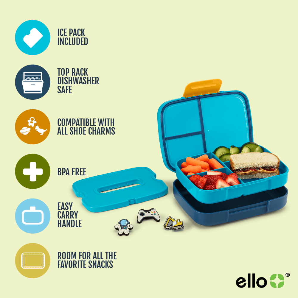Ello Benni Kids Bento Lunch Box with Ice pack, Teal