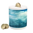 thumbnail image 1 of Grunge Piggy Bank, Grunge Abstract Illustration with Night Forest Cloudy Sky Nature Landscape Picture, Ceramic Coin Bank Money Box for Cash Saving, 3.6" X 3.2", Blue Teal, by Ambesonne, 1 of 4