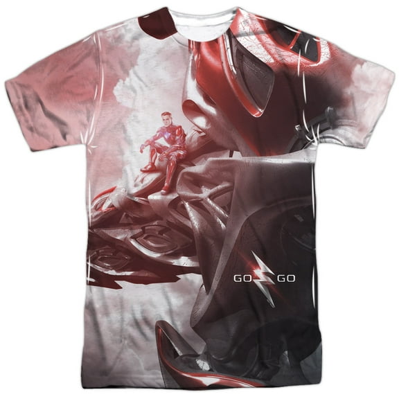 Power Rangers Men's  Red Zord Poster Sublimation T-shirt White