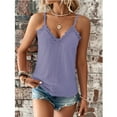 thumbnail image 2 of TRUBKH Camisole Tops for Women Spaghetti Strap Tank Top Crop Tank Tops for Women Long Tank Tops for Women V Neck Lace Lace Fashionable Camisole Vest Crop Tank Tops for Women Light Violet S, 2 of 6