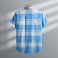 thumbnail image 4 of BXJX Mens Plaid Shirts With Pocket- Button Down Casual Regular Fit Short Sleeve Summer Top Blue Size XL, 4 of 7