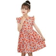 thumbnail image 3 of Akiihool Girl Dress Toddler Girls Cotton Short Sleeve Dress Loose Casual A-Line Skater Dresses (Orange,4-5 Years), 3 of 5