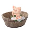 thumbnail image 1 of CAROOTU Miniature Résine de Style Rural Plantation Pot avec Mignon Dessin Animé Animal Succulent Pot de Fleurs Micro, 1 of 7