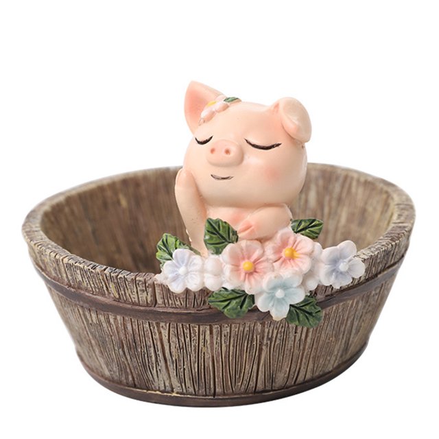 CAROOTU Miniature Résine de Style Rural Plantation Pot avec Mignon Dessin Animé Animal Succulent Pot de Fleurs Micro