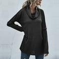 thumbnail image 4 of IROINNID Womens Sweater Turtleneck Pullover Sweater Solid Color Casual Mid-Length Long Sleeve Sweater Patchwork Slit Knitted Sweater, 4 of 8