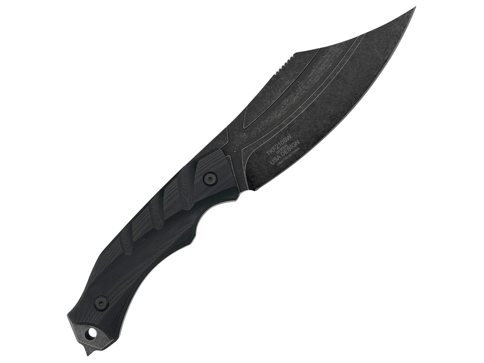 Takumitak Alert Fixed Blade Knife, 5in, D2, Clip Point, G10 Handle, Black Stonew