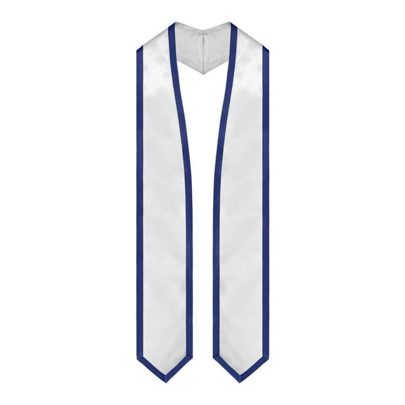 Endea Graduation White/Navy Blue Plain Graduation Stole with Trim Color  Classic End