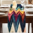 thumbnail image 3 of Colorful Waves Stripes 60 Inch Table Runner, Geometric Abstract Art Farmhouse Dresser Scarf Cotton & Linen Tablerunner for Dining/Kitchen Island/Holiday Party Décor 13" x 60", 3 of 9