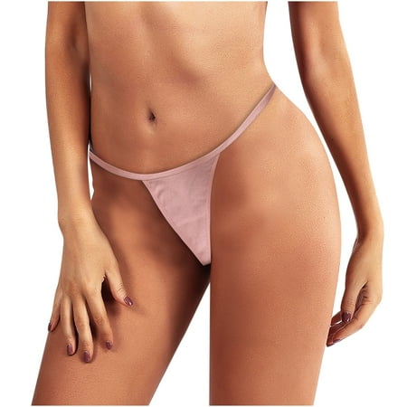 

Egmy Women S Thong Low-Rise Seamless Sexy Underwear Threaded Cotton Panties Pink XL