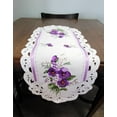 thumbnail image 2 of Doily Boutique Table Runner with Purple Pansy Flowers on Bleached White Fabric Size 34 x 15 inches, 2 of 4