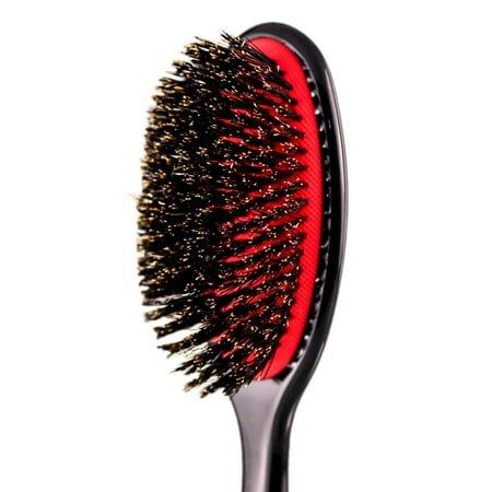 denman small natural boar bristle grooming hair brush, black, (Best Denman Brush For Curly Hair)