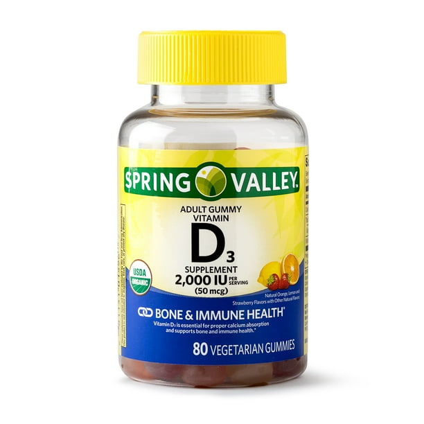 Spring Valley Vitamin D3 Gummy, 2000 IU, 80 Ct