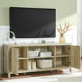 thumbnail image 3 of OAKHAM Fluted Tv Stands, Entertainment Center for 65 Inch Tv, Modern Farmhouse TV Console with Doors Cabinet, Media Console with Storage, Sunwashed Ash Oak, 3 of 11
