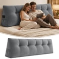 thumbnail image 5 of Triangular Headboard Pillow for Twin Dorm Bed, Wedge Backrest Bolster Cushion 31.5x19.6x7.8 Inch with Side Pockets, Long Back Support Pillow for Sitting in Bed Reading College Dorm, 5 of 6