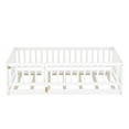 thumbnail image 5 of [Luckynote]Twin Size Floor Bed with Slats, Montessori Floor Bed with Fence & Door, Wooden Montessori Floor Bed, Twin White, 5 of 9