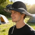 thumbnail image 6 of Honmine Men Women Wide Brim Sun Hats with Solar Fan Waterproof Breathable Bucket Hat Outdoor Fishing Hat for Hiking, 6 of 7