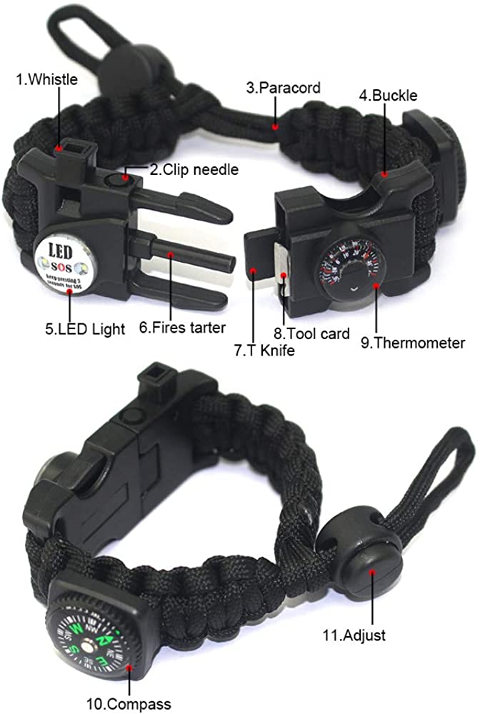 Bracelet De Survie Brise-Vitre - Perles Tungstène - Urgence Voiture - 2 Pièces