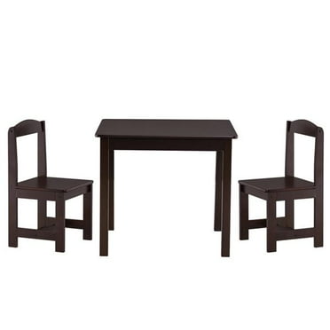 [60 x 60 x 52]cm MDF Simple Children's Table and Chair Set of 3 1 Table 2 Chairs Brown
