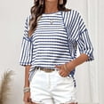 thumbnail image 6 of Hilenly Oversized Tshirts for Women Short Sleeve Striped Tee Shirt Casual Crewneck Summer Tops, 6 of 9
