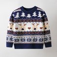 thumbnail image 2 of Tisuna Christmas Crewneck Tops For Girls Toddler Cartoon Print Long Sleeve Pullover Sweater Leisure Breathable Autumn Winter Kids Daily Wear Navy Size 3-4 Years, 2 of 9
