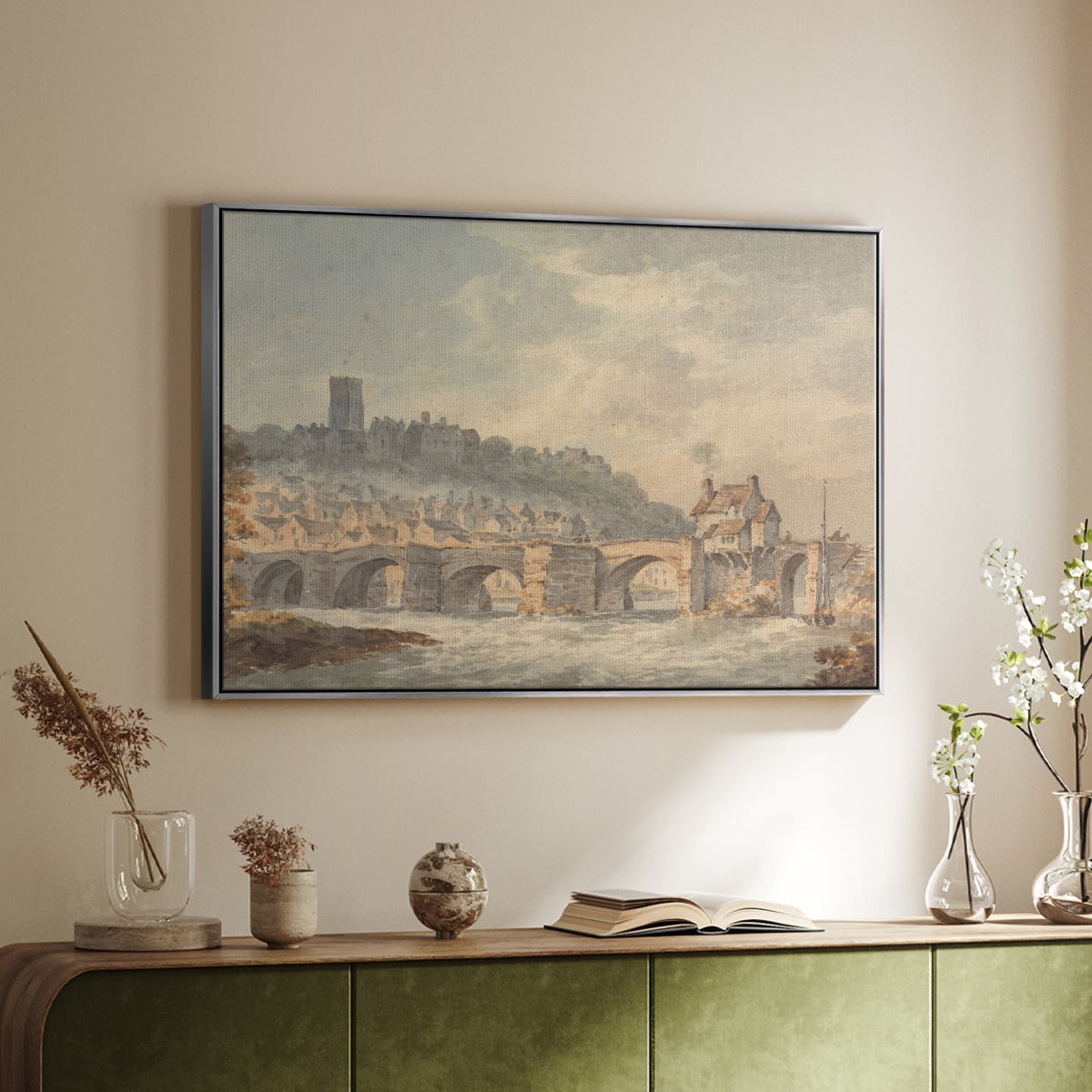 Vintage Landscape-CCCXCII By Wexford Home Framed in Silver Wood Gallery Wrapped Canvas 25 in. x 37 in.