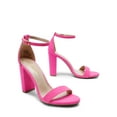 thumbnail image 3 of Women's High Chunky Heel Sandals Ankle Strap Open Toe Platform Pump Sandal Shoes Hi-Chunk Fuchsia/Suede Size 9.5, 3 of 6